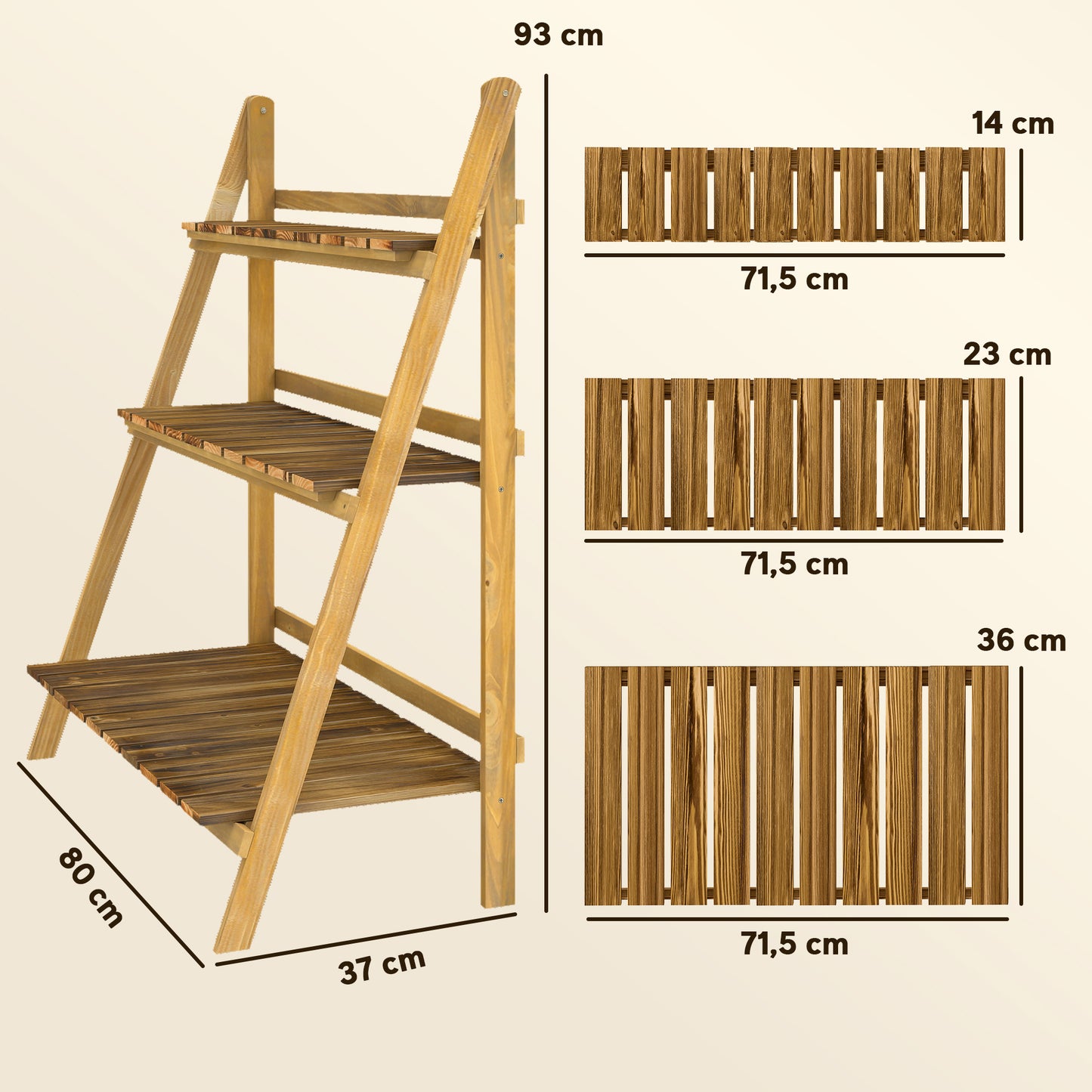 Outsunny Soporte Para Plantas De Madera De 3 Niveles 80x37x93 Cm Natural_2
