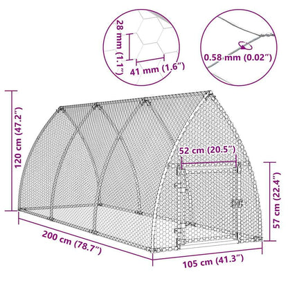 Vidaxl Jaula Para Gallinas Acero Galvanizado Plateado 300x105x120 Cm_2