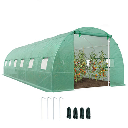 Outsunny Invernadero De Túnel 8x3x2 M Con 12 Ventanas Cubierta Pe Cultivo Verde_0