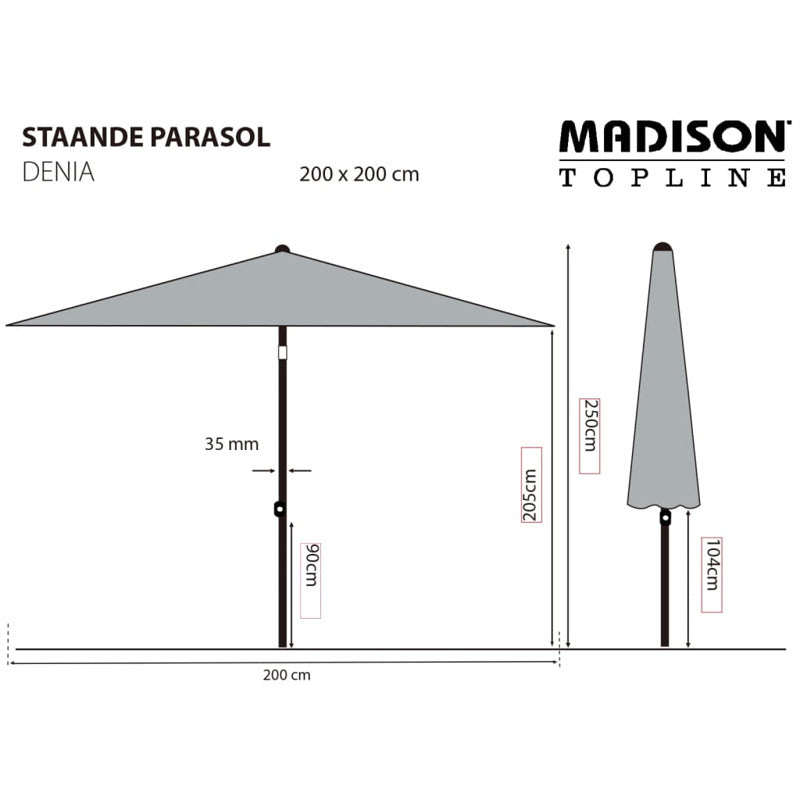 Madison Sombrilla De Jardín Denia Color Crudo 200x200 Cm_5