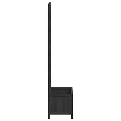 Jardinera Con Enrejado Negro 40x30x135 Cm Madera Maciza De Abeto_4