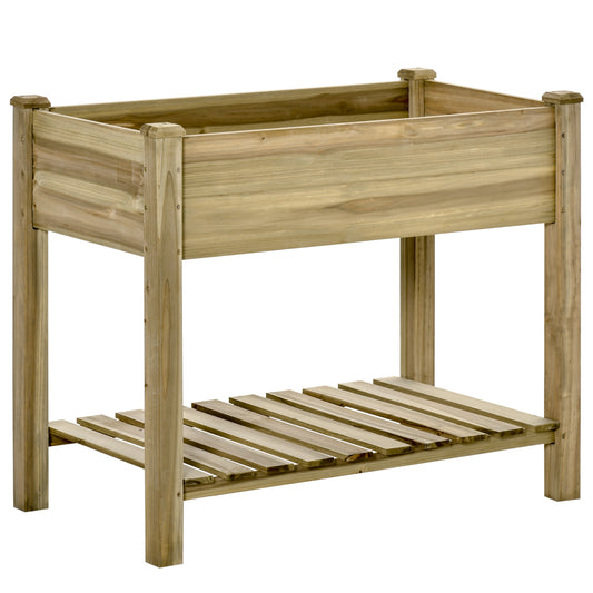 Outsunny Huerto Urbano De Madera Con Estante 91x51x76 Cm Para Cultivos Plantas_0