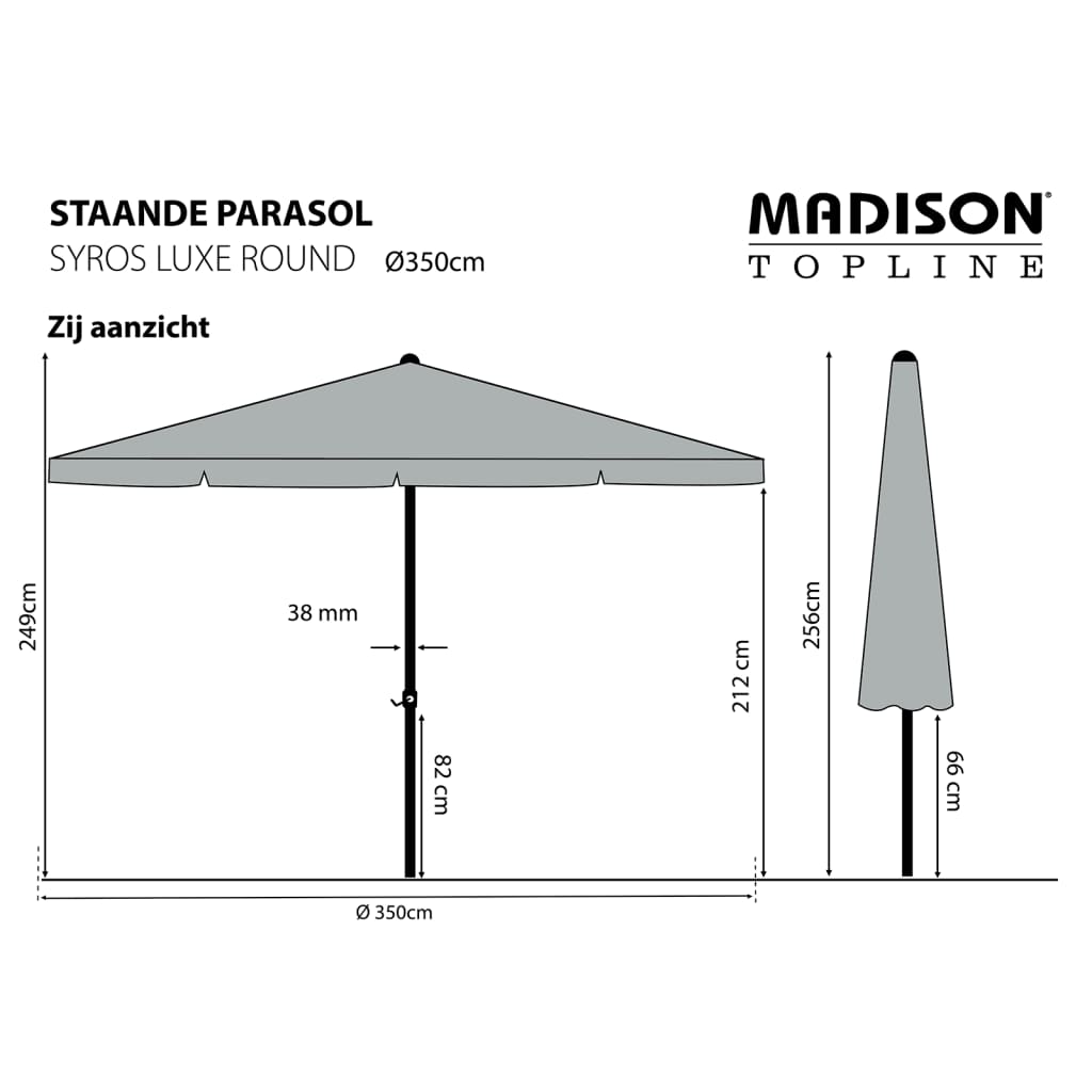 Madison Sombrilla De Jardín Redonda Syros Luxe Crudo 350 Cm_4