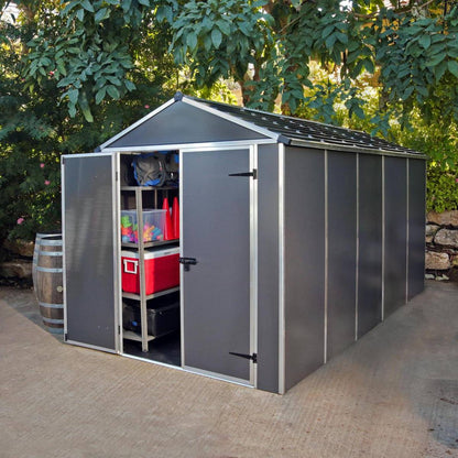 Cobertizo de jardín Rubicon 185x378 cm gris oscuro Canopia