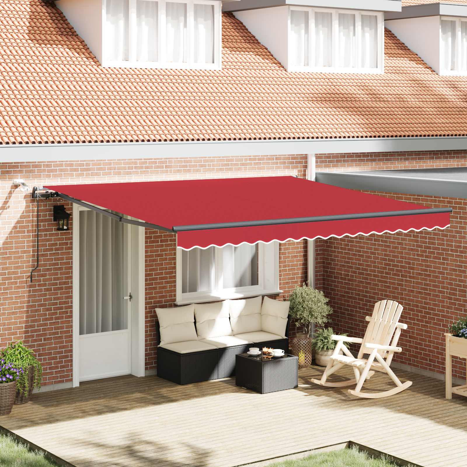 Toldo Retráctil Rojo 400 X 300 Cm Poliéster_1