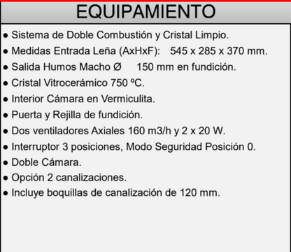 BRICOSOL Insertable de leña con turbinas FM Modelo IT-170 F Interior Fundición_2