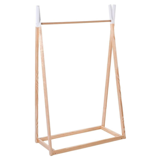 Perchero Infantil De Madera Color Natural Altura 126cm Práctico Y Espacioso