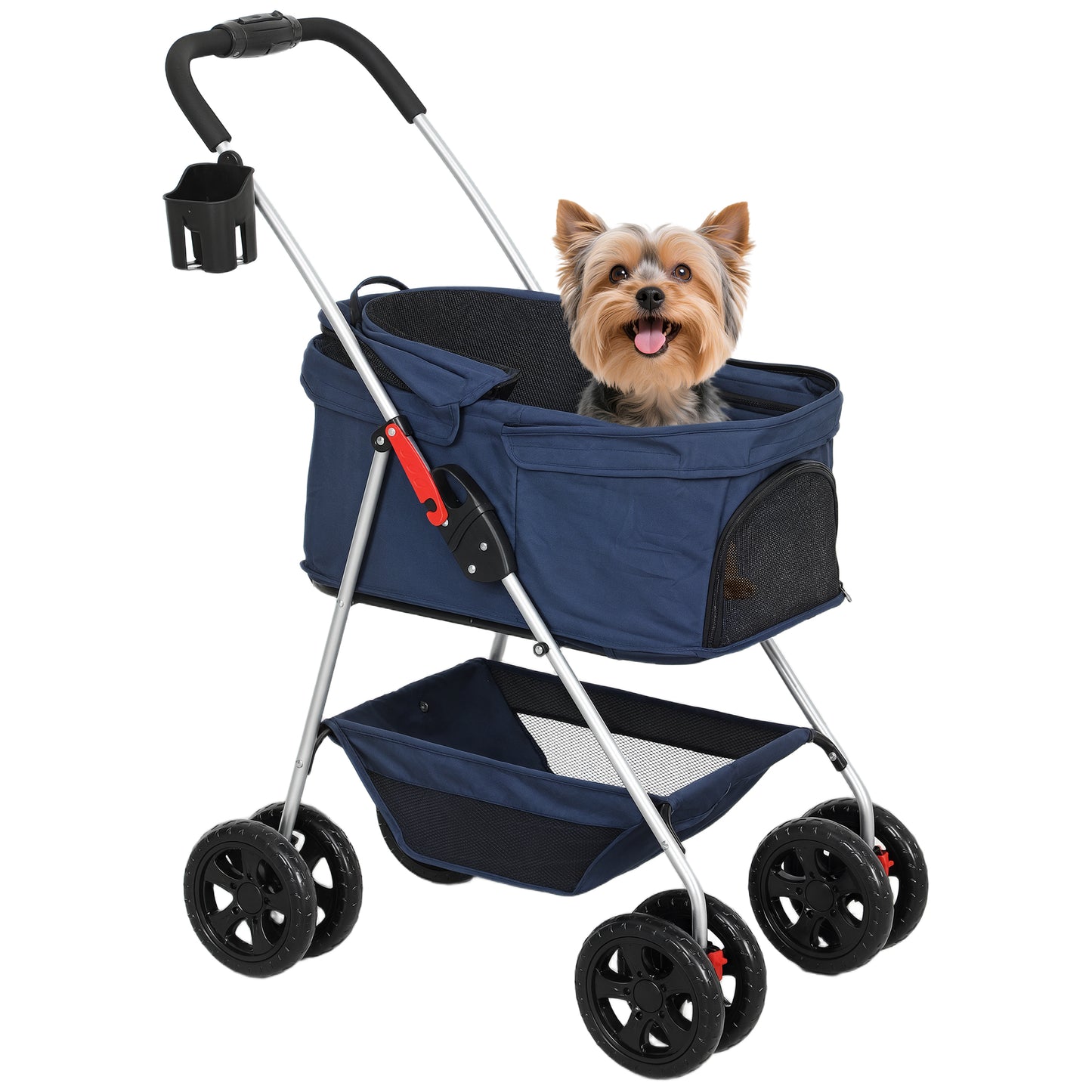 Pawhut Carrito Para Perros Plegable 3 En 1 Con Cesta De Almacenaje 76x50x102 Cm_0