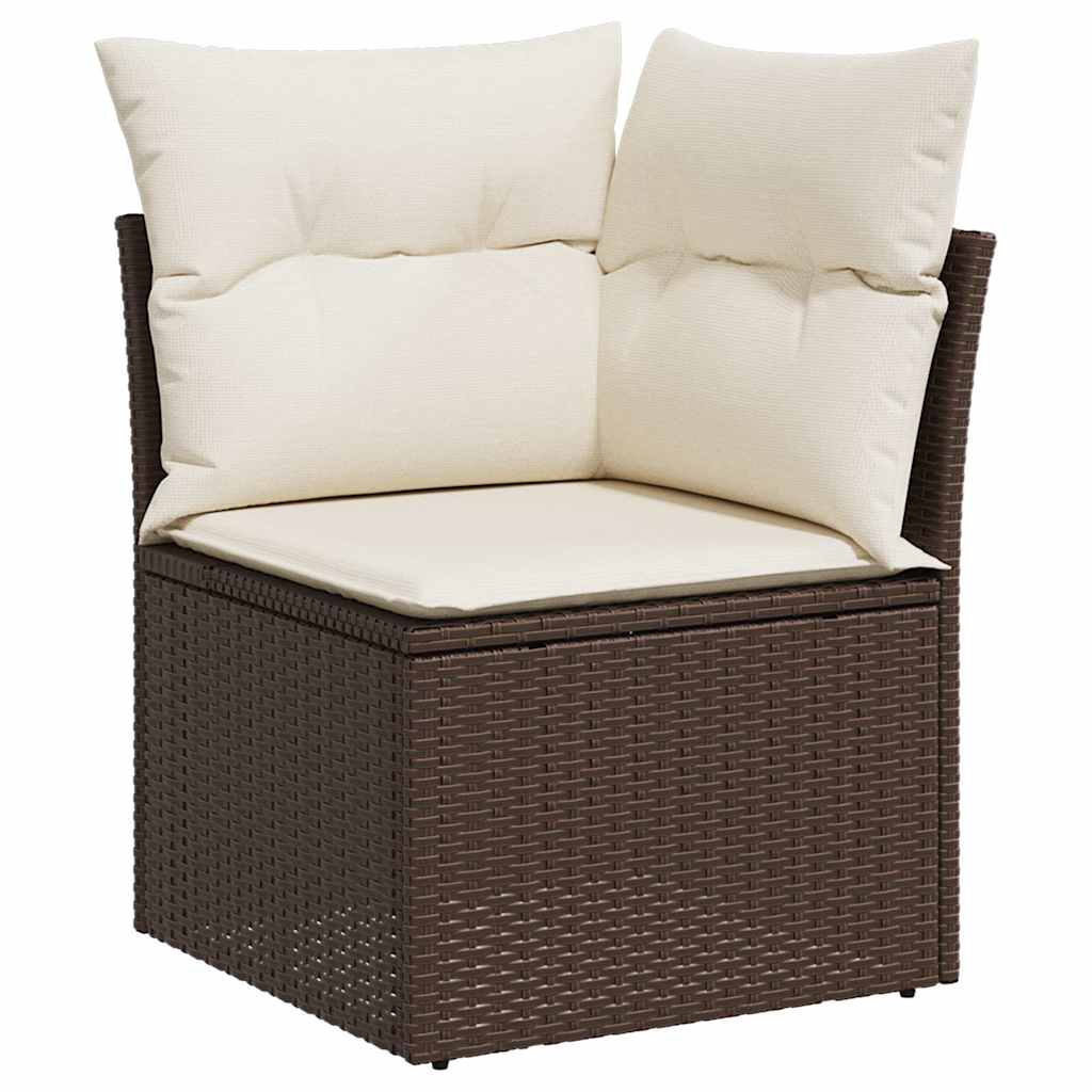 Set Comedor De Jardín 5 Piezas Y Cojines Ratán Sintético Marrón / Vetonek_5