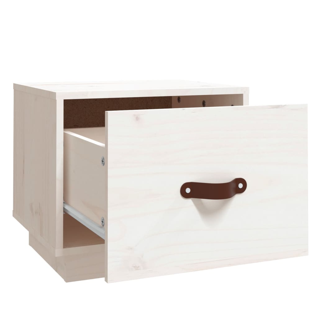 Mesitas De Noche 2 Uds Madera Maciza Pino Blanco 40x34x35 Cm_4
