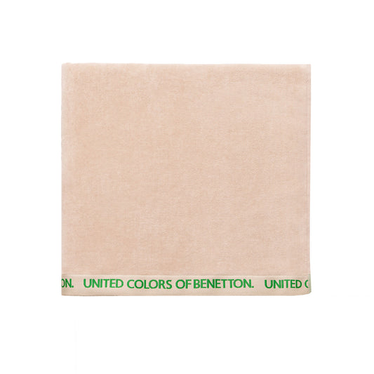 Toalla De Playa 90x160cm 380gsm 100% Algodón Velour Beige Con Logo Neutral Be