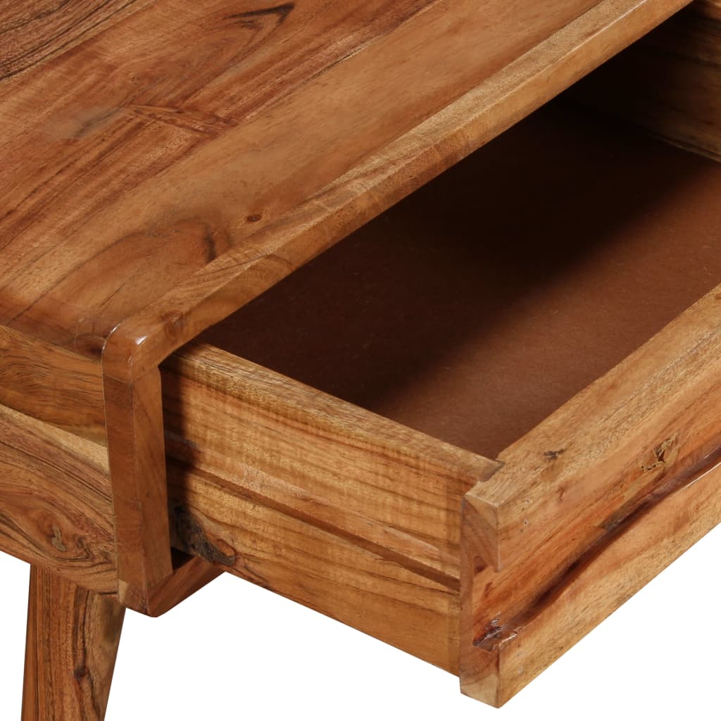 Mesa De Centro Con Cajón Tallado Madera Maciza 100x50x40 Cm_3