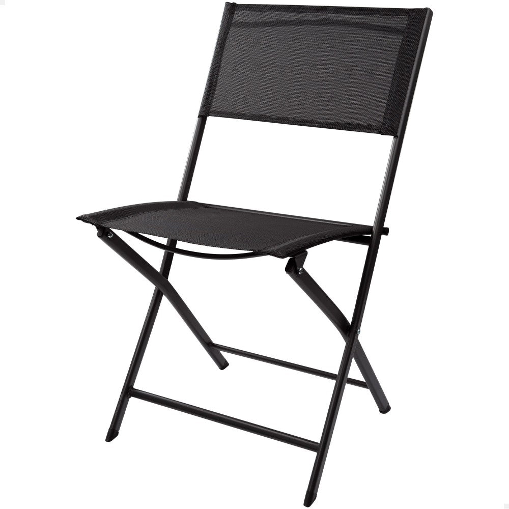 Silla Plegable Jardín Tejido Reforzado Negra Aktive_0