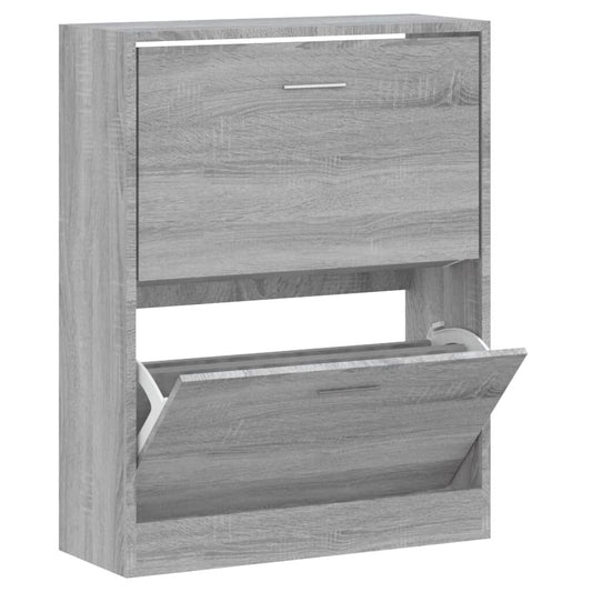 Vidaxl Mueble Zapatero Madera Contrachapada Gris Sonoma 63x24x81 Cm_0