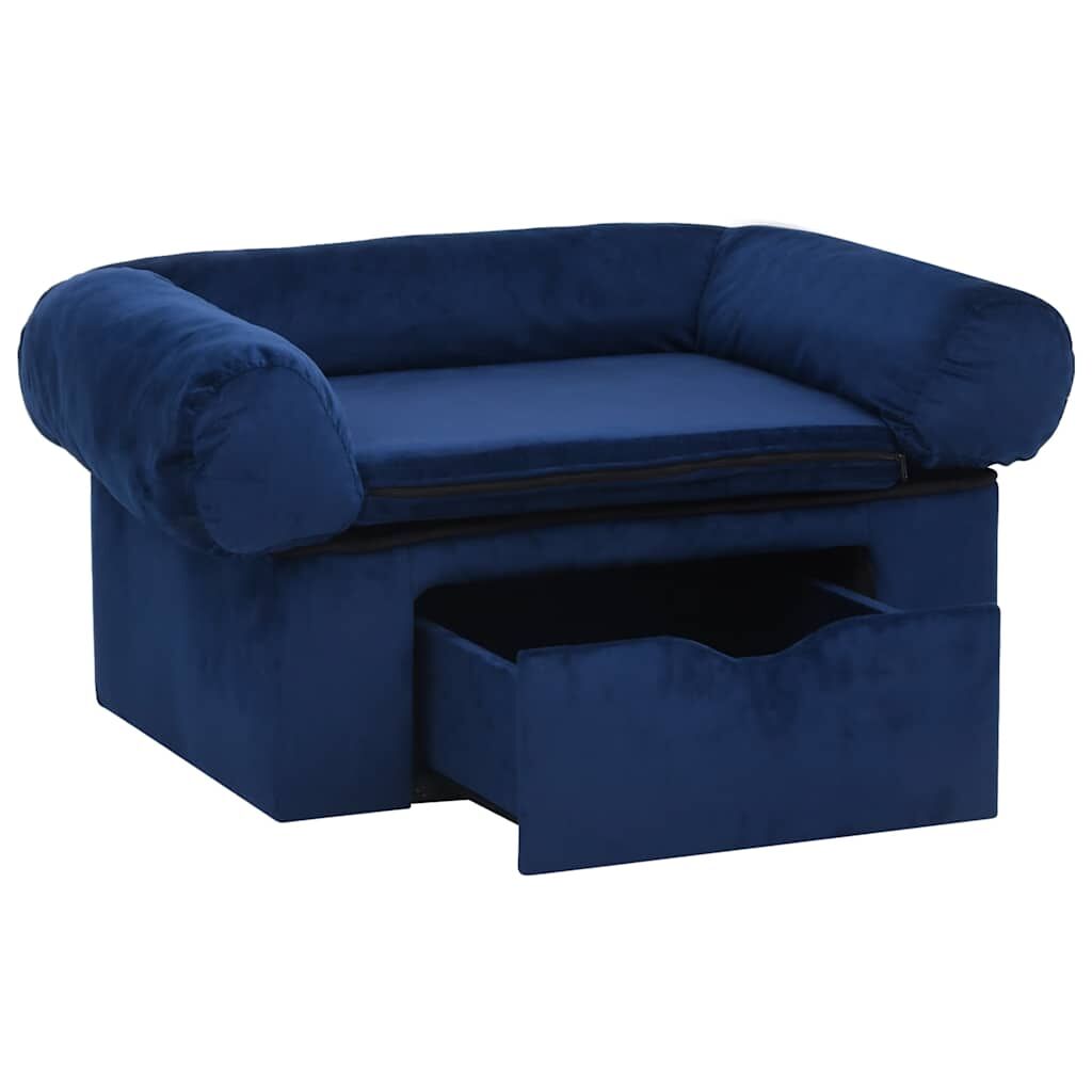 Vidaxl Sofá Para Perros Con Cajón Felpa Azul 75x50x38 Cm_3