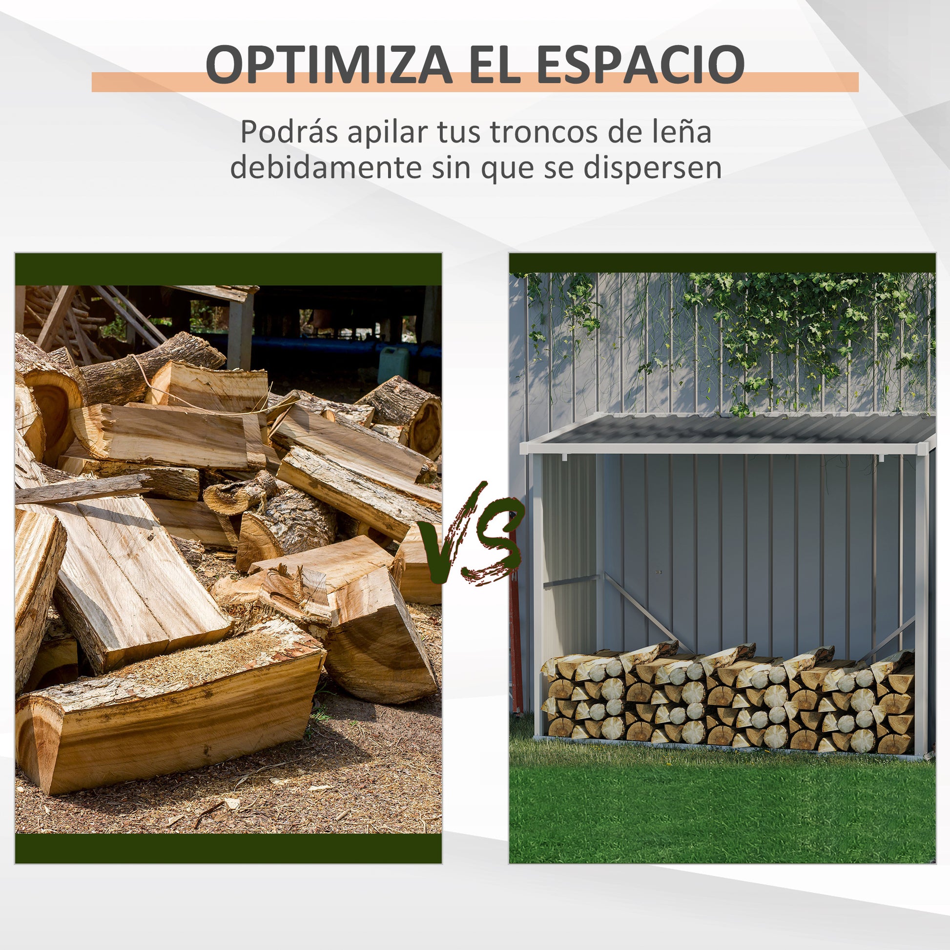 Outsunny Casetilla Para Leña De Jardín Acero Galvanizado 185x84x133,5/148,5 Cm_4