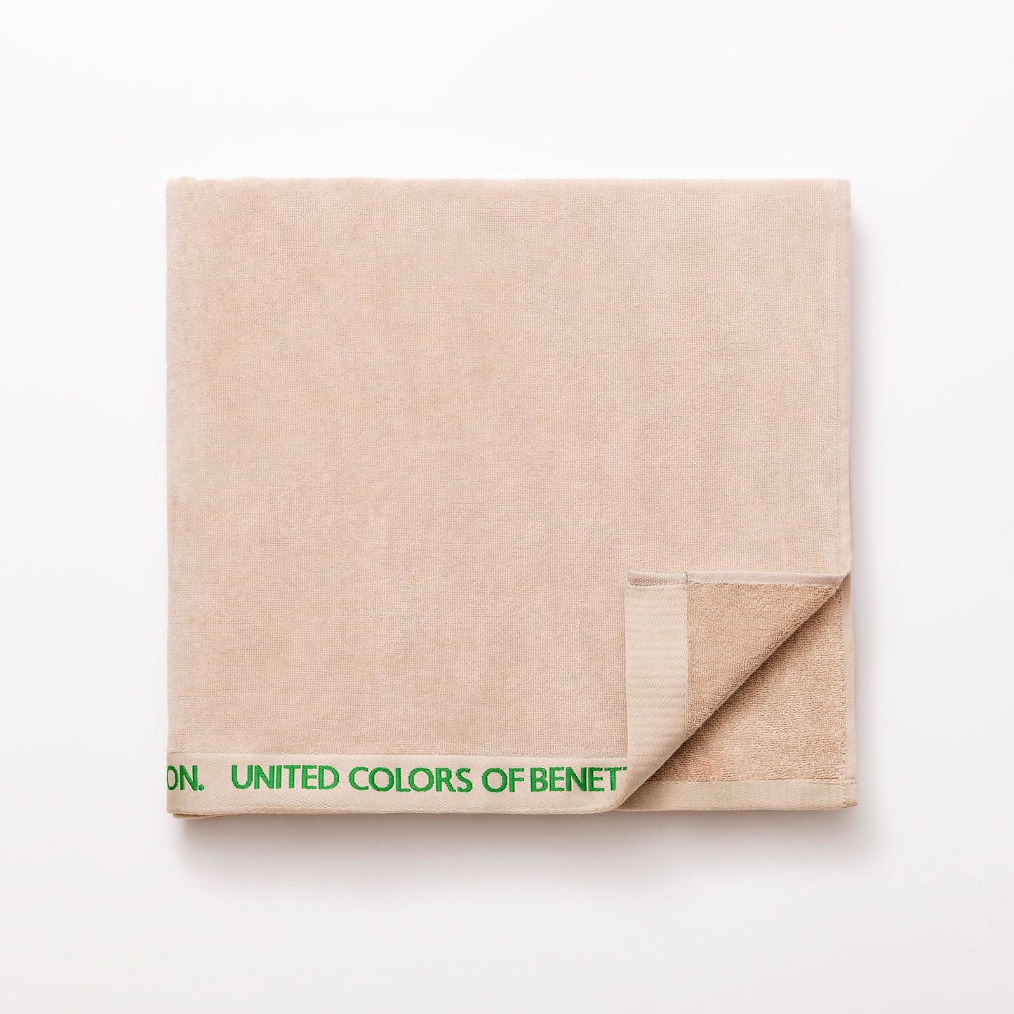 Toalla De Playa 90x160cm 380gsm 100% Algodón Velour Beige Con Logo Neutral Be