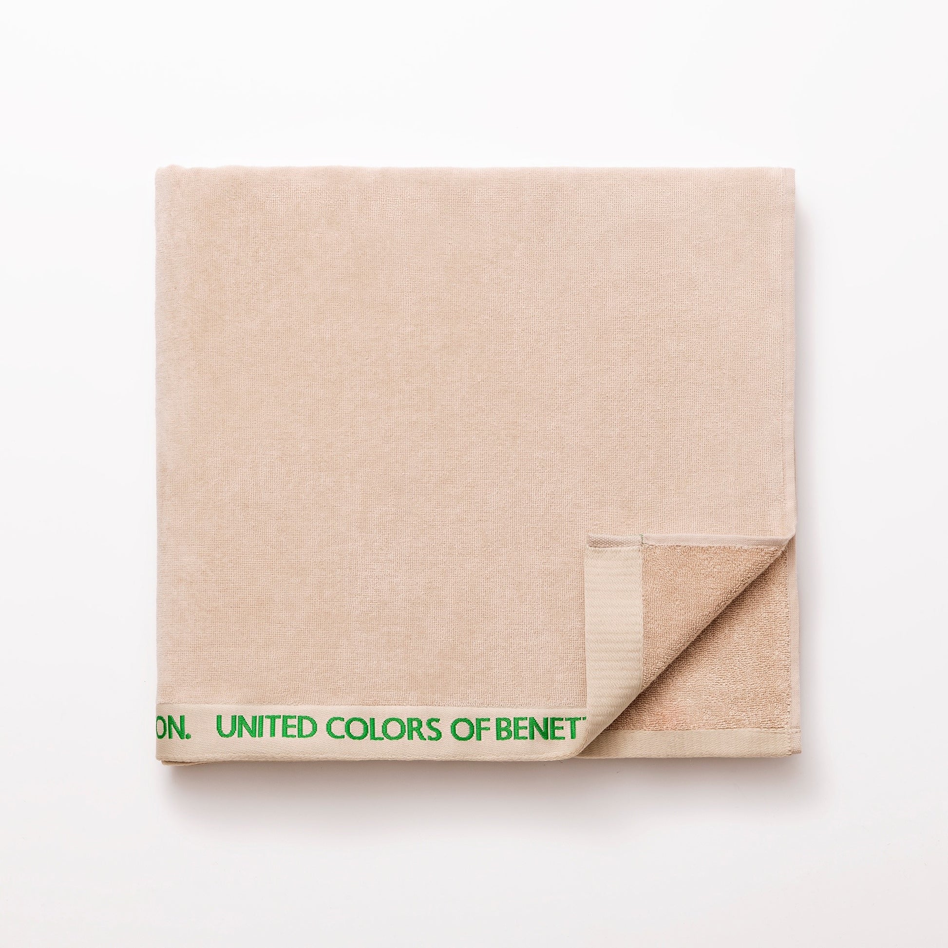 Toalla De Playa 90x160cm 380gsm 100% Algodón Velour Beige Con Logo Neutral Be