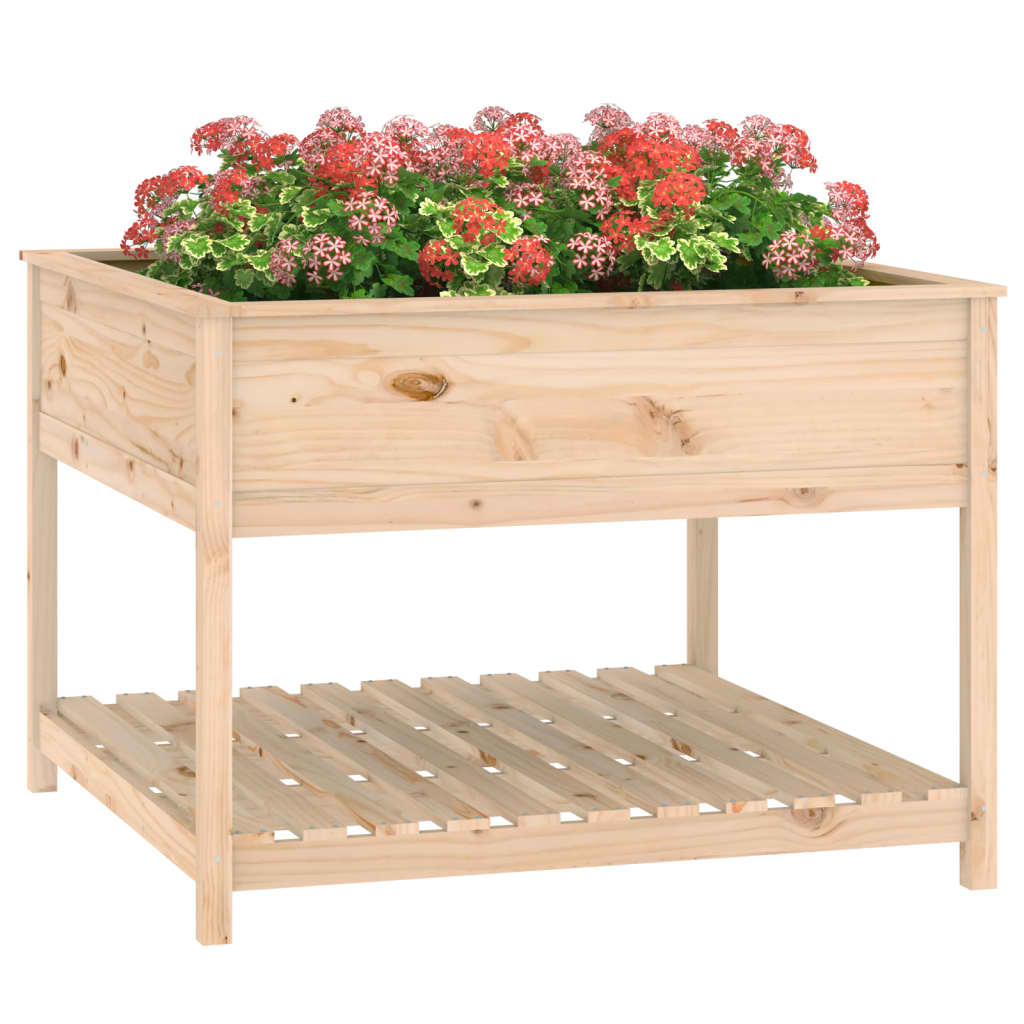 Jardinera Con Estante Madera Maciza De Pino 111,5x111,5x81 Cm_3