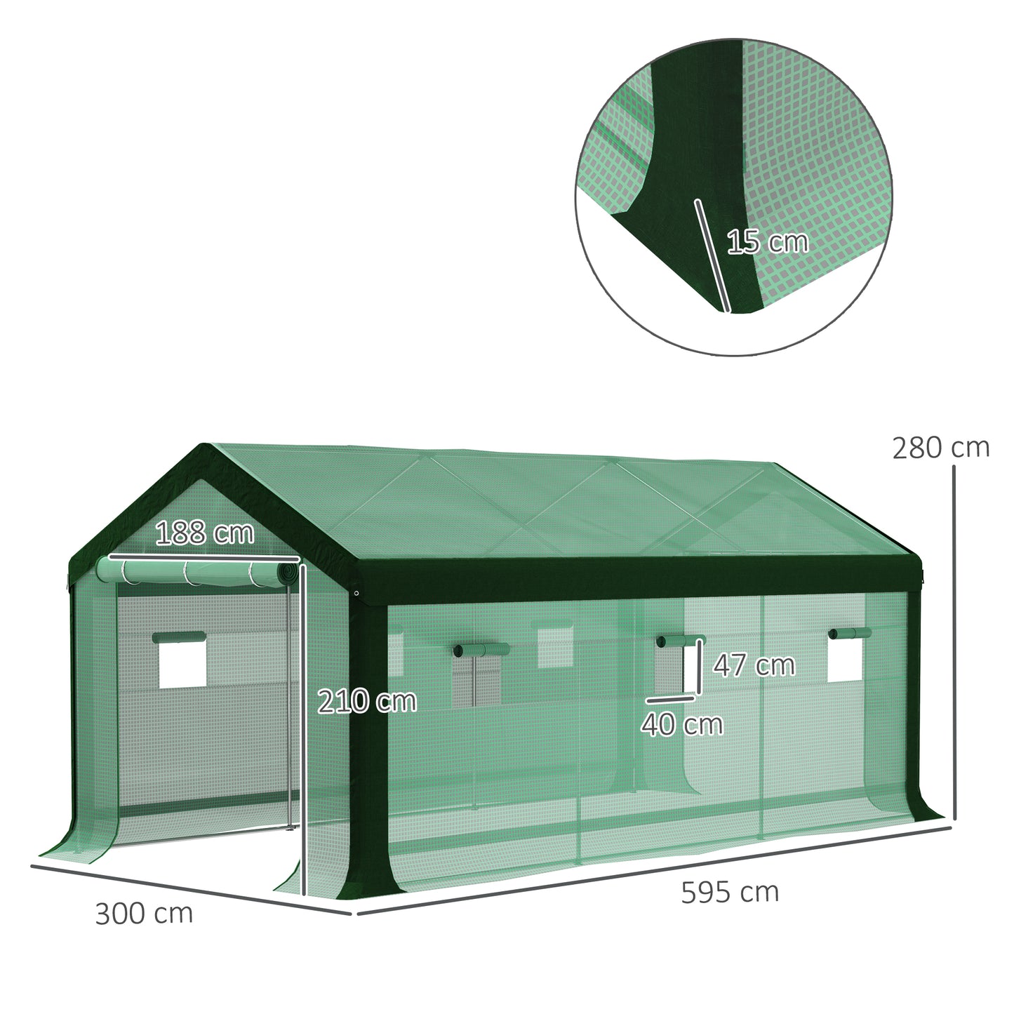 Outsunny Invernadero De Exterior 6x3x2,8 M Con 6 Ventanas Anti-uv Verde_2