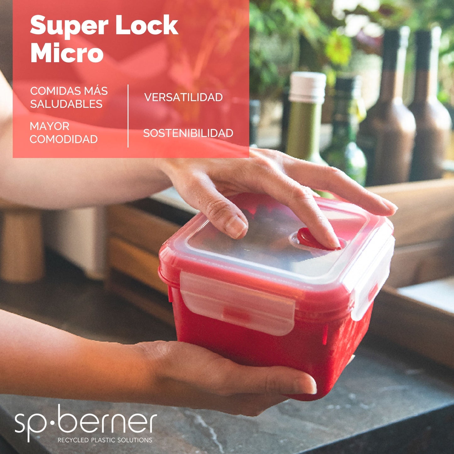 2x Herméticos Super Lock Micro 680 Ml. Aptos Para Cocinar Al Vapor En El Microondas, Ideal Transporte Y Almacenamiento De Alimentos, Cierre Clip