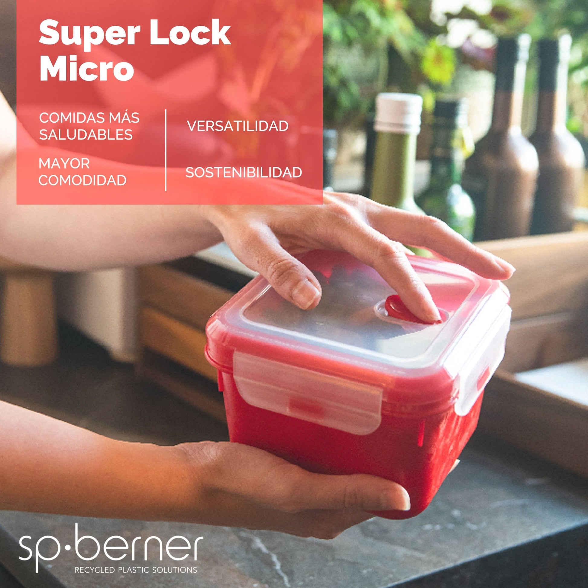 2x Herméticos Super Lock Micro 680 Ml. Aptos Para Cocinar Al Vapor En El Microondas, Ideal Transporte Y Almacenamiento De Alimentos, Cierre Clip