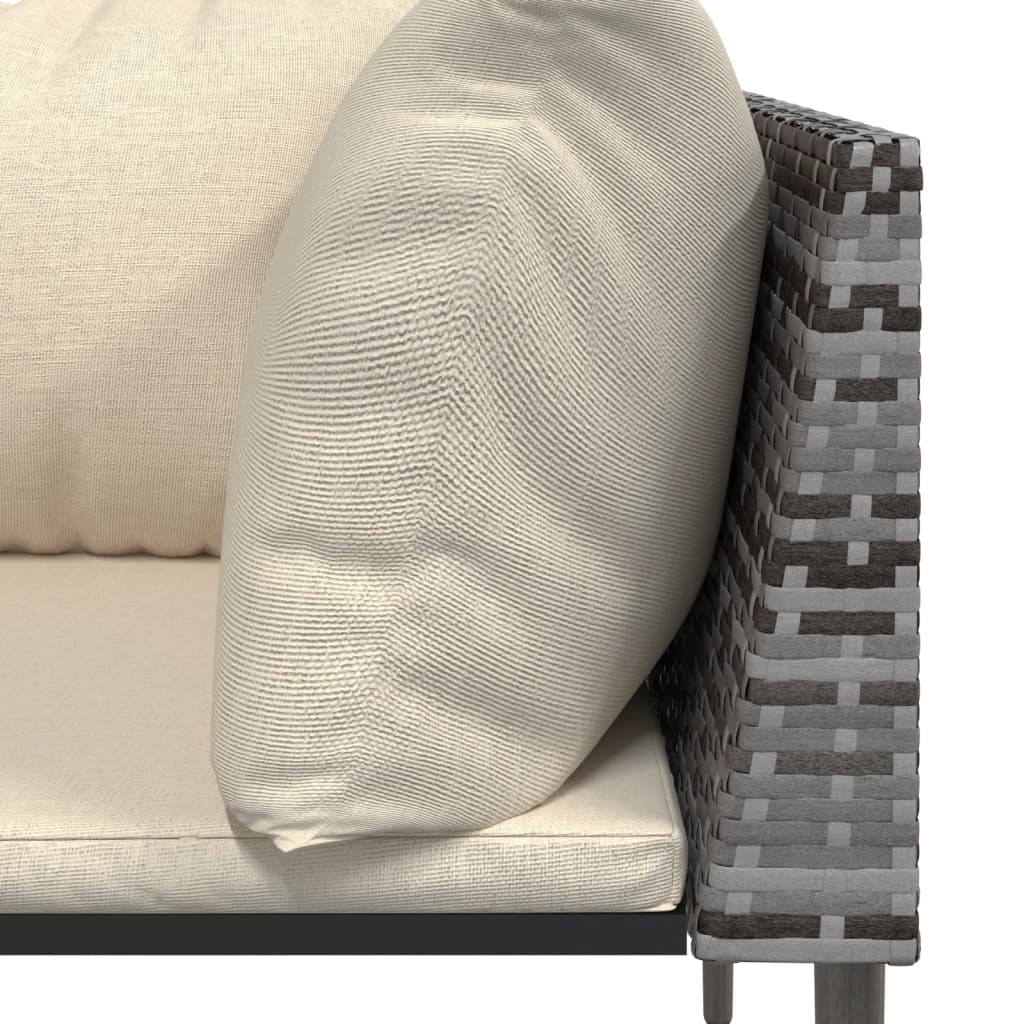 Vidaxl Set De Muebles De Jardín 3 Pzas Y Cojines Ratán Sintético Gris_3