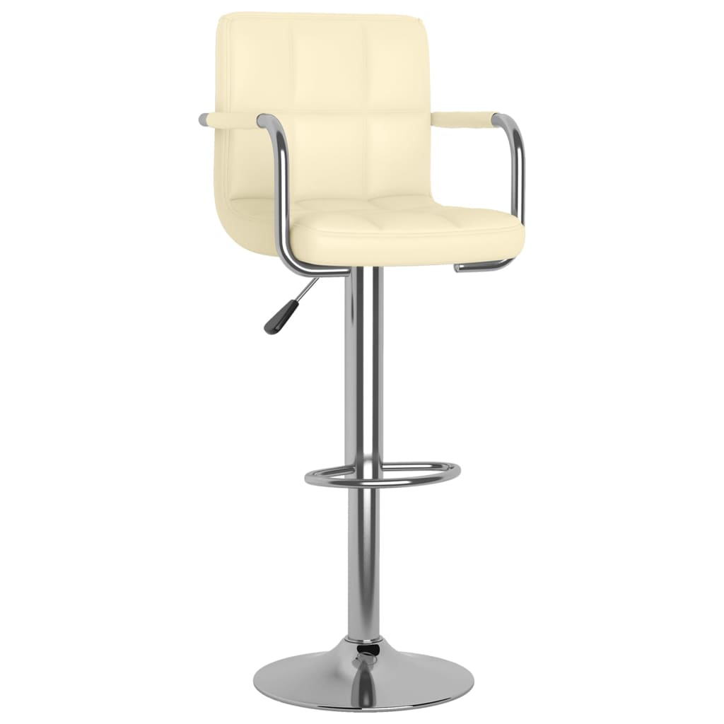 Taburete De Cocina De Cuero Sintético Color Crema_0