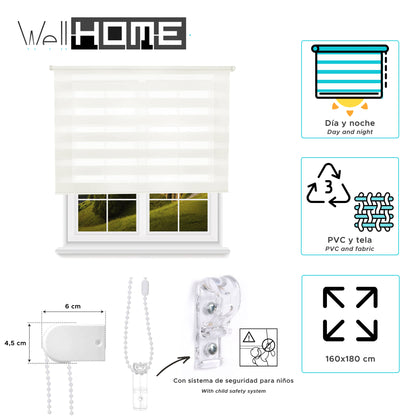 Estor Blanco Roto 160x180cm Enrollable Día/noche Wellhome_1