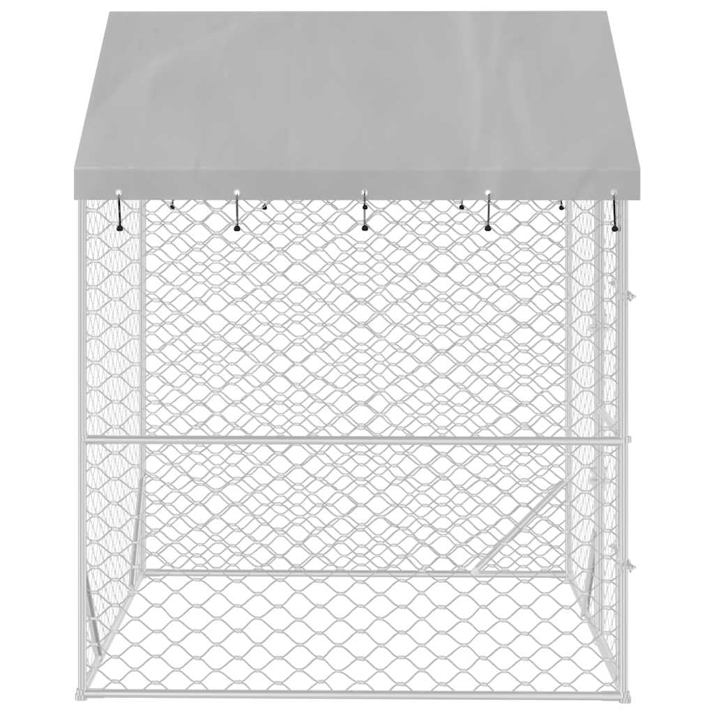 Vidaxl Perrera De Exterior Con Toldo Acero Galvanizado Plata 2x2x2,5 M_3