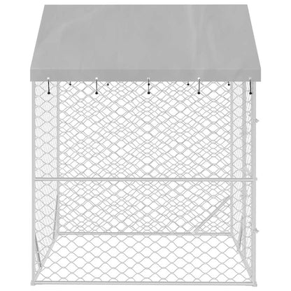 Vidaxl Perrera De Exterior Con Toldo Acero Galvanizado Plata 2x2x2,5 M_3