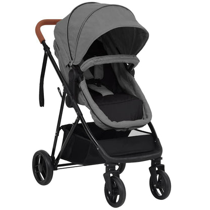 Vidaxl Cochecito De Bebés 2 En 1 De Acero Gris Claro Y Negro_0