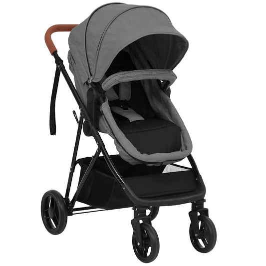 Vidaxl Cochecito De Bebés 2 En 1 De Acero Gris Claro Y Negro_0