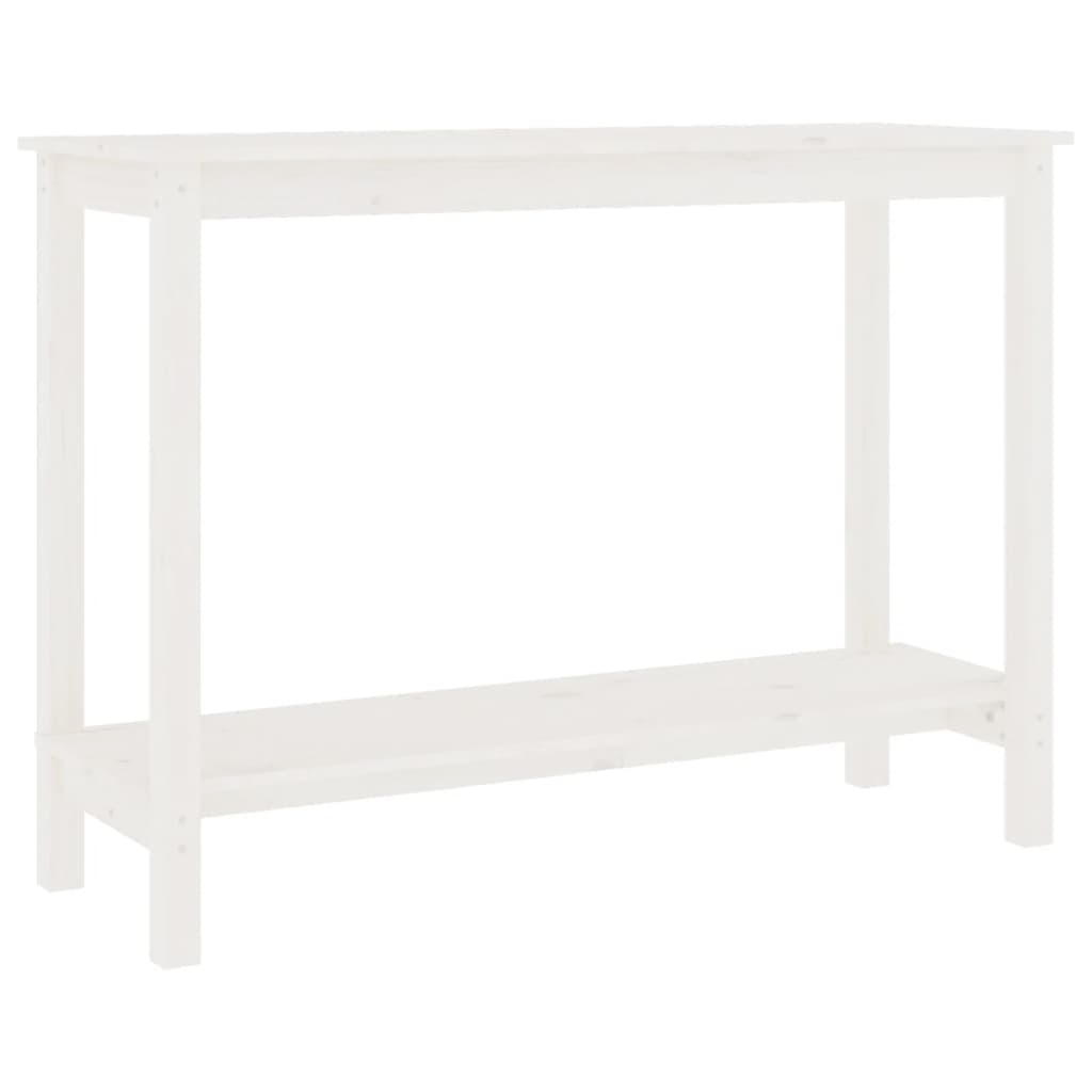 Mesa Consola De Madera Maciza De Pino Blanco 110x40x80 Cm_0
