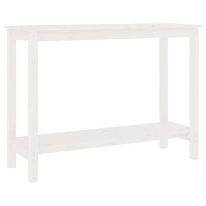 Mesa Consola De Madera Maciza De Pino Blanco 110x40x80 Cm_0