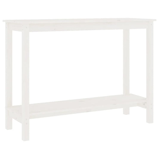 Mesa Consola De Madera Maciza De Pino Blanco 110x40x80 Cm_0