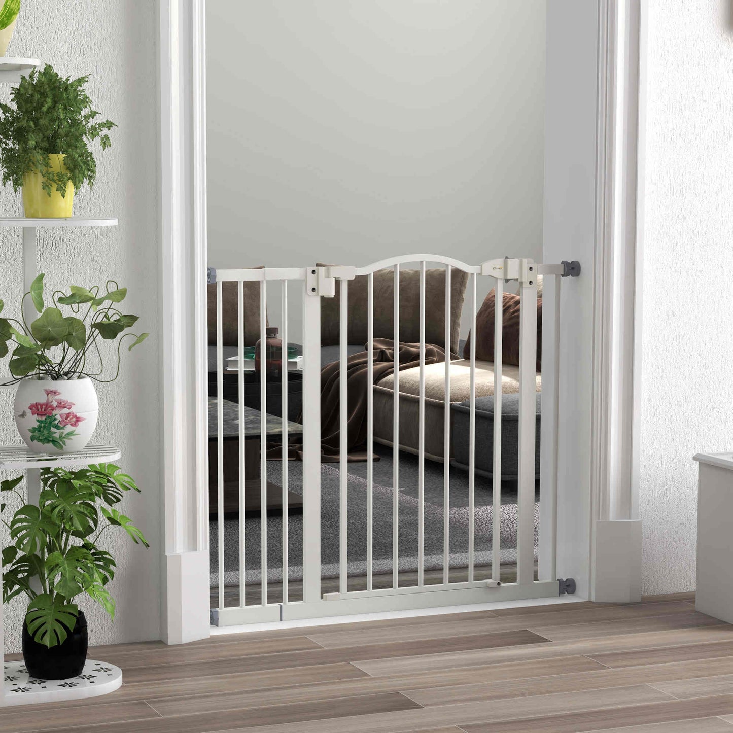 Pawhut Barrera De Seguridad Extensible Con Extensión 74-94x78 Cm Blanco_1