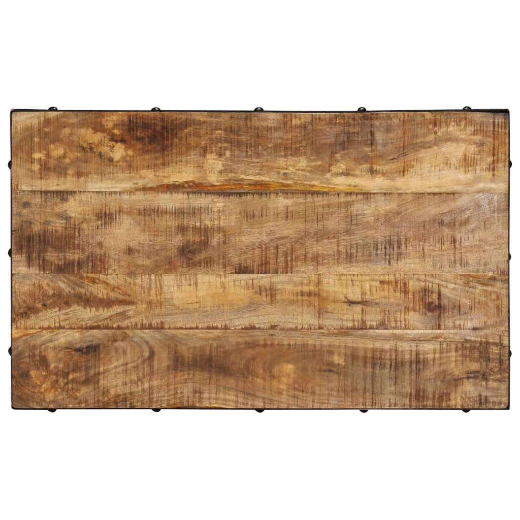 Mesa De Centro Con Ruedas Madera Maciza De Mango 100x60x26 Cm_2