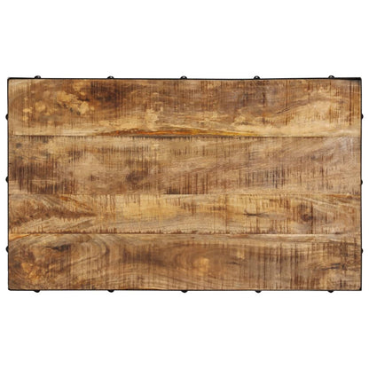 Mesa De Centro Con Ruedas Madera Maciza De Mango 100x60x26 Cm_2