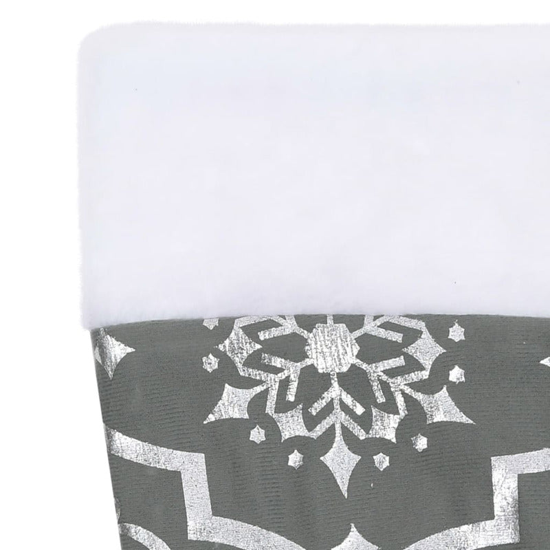 Vidaxl Falda Del Árbol De Navidad De Lujo Con Calcetín Tela Gris 122cm_5