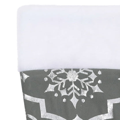 Vidaxl Falda Del Árbol De Navidad De Lujo Con Calcetín Tela Gris 122cm_5