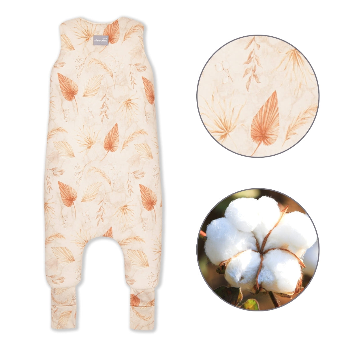 Bohemian Saco De Dormir Con Pies Reversible T-m Jersey Algodón Sleepee_3