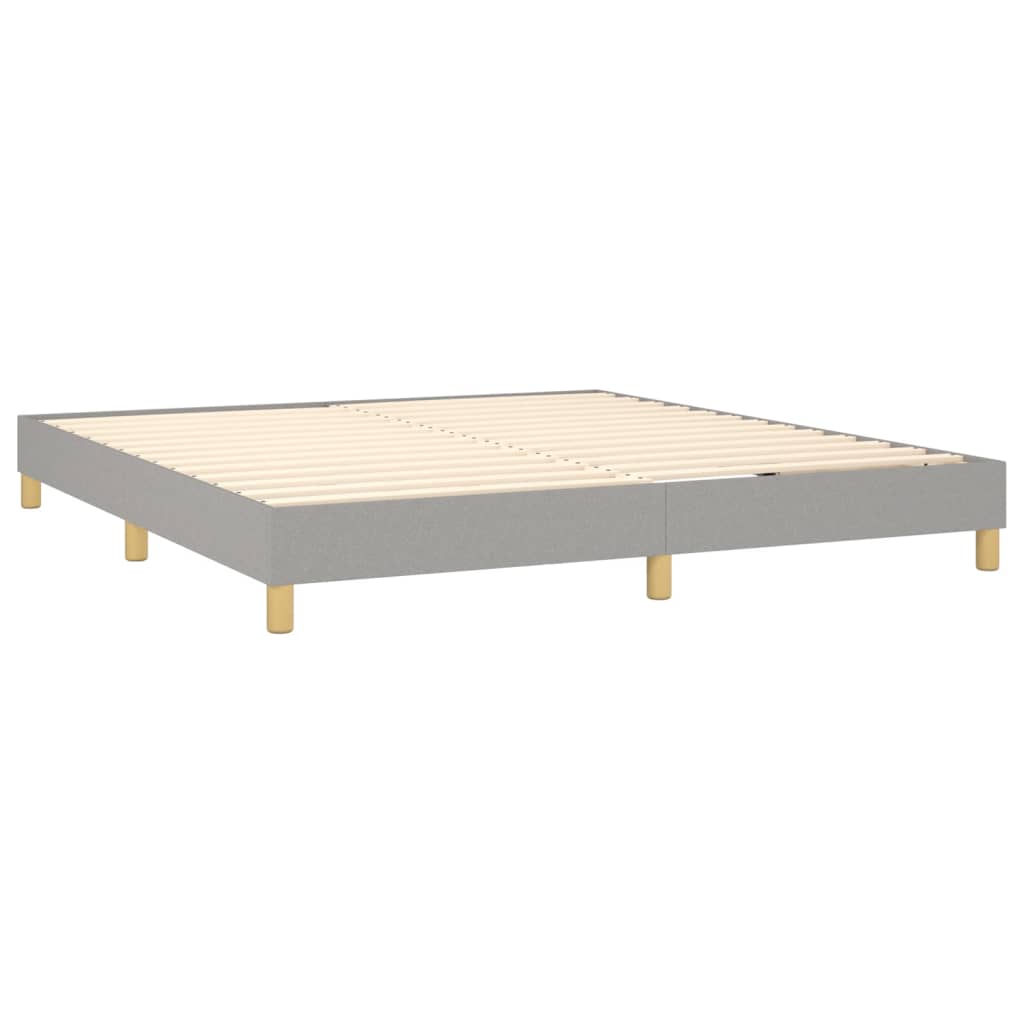 Cama Box Spring Con Colchón Tela Y Led Gris Claro 160x200 Cm / Vetonek_2