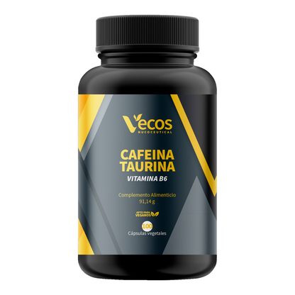 Pre-workout Cafeína 300 Mg Vecos 100 Cápsulas | Energía Extrema | Taurina + B6_0