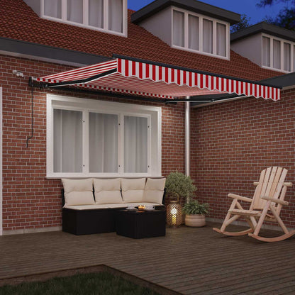 Toldo Retráctil Rojo Y Blanco 300 X 250 Cm Poliéster_2