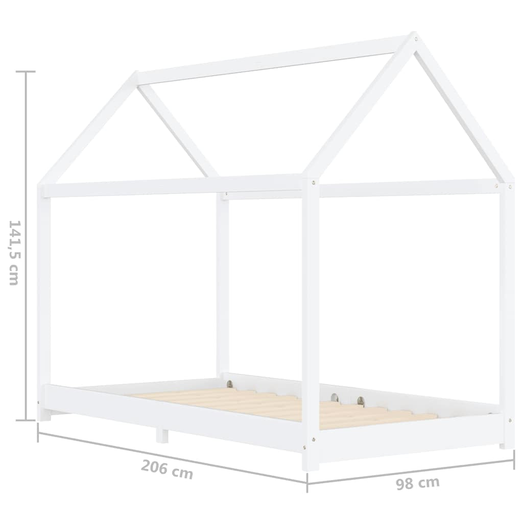 Vidaxl Estructura De Cama Infantil Madera Maciza Pino Blanco 90x200 Cm_2