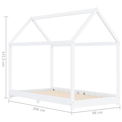 Vidaxl Estructura De Cama Infantil Madera Maciza Pino Blanco 90x200 Cm_2