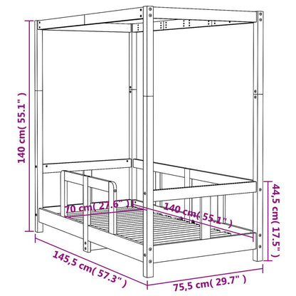 Vidaxl Estructura De Cama Para Niños Madera De Pino Blanco 70x140 Cm_2