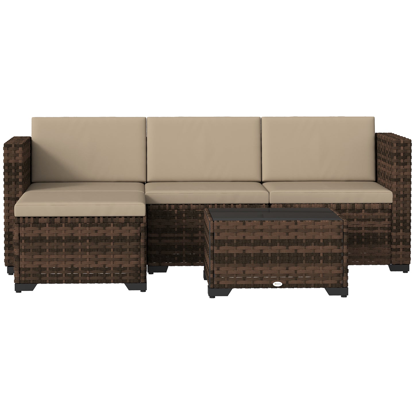 Outsunny Conjunto Muebles Jardín Exterior De Ratán 5 Piezas Cojines Caqui_3
