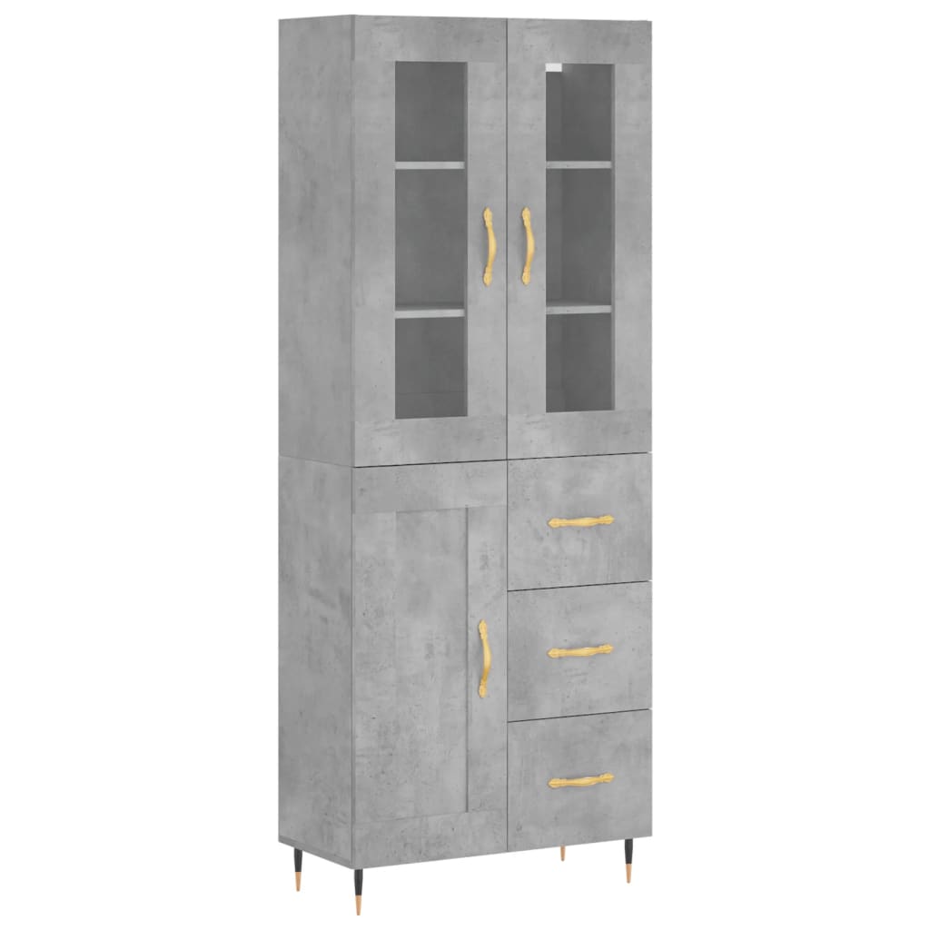 Aparador Alto Madera Contrachapada Gris Hormigón 69,5x34x180 Cm_1